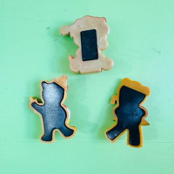 Vintage Christmas Fridge Magnets Set of Three Xmas Teddy Bear Kitten Magnets - Picture 5 of 5